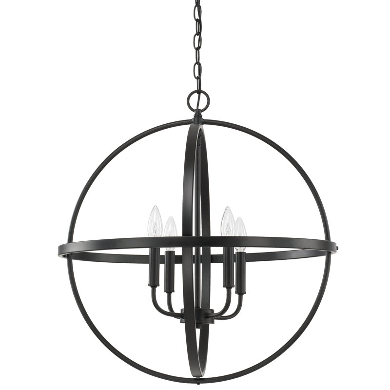 Independent 4 - Light Dimmable Globe Chandelier, Matte Black, 24.25" H x 23" W x 23" D