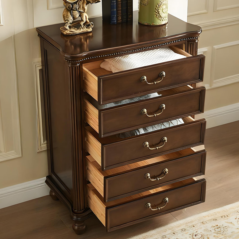 Armoire de rangement à 18 tiroirs de style américain en bois massif brun 18,11 po