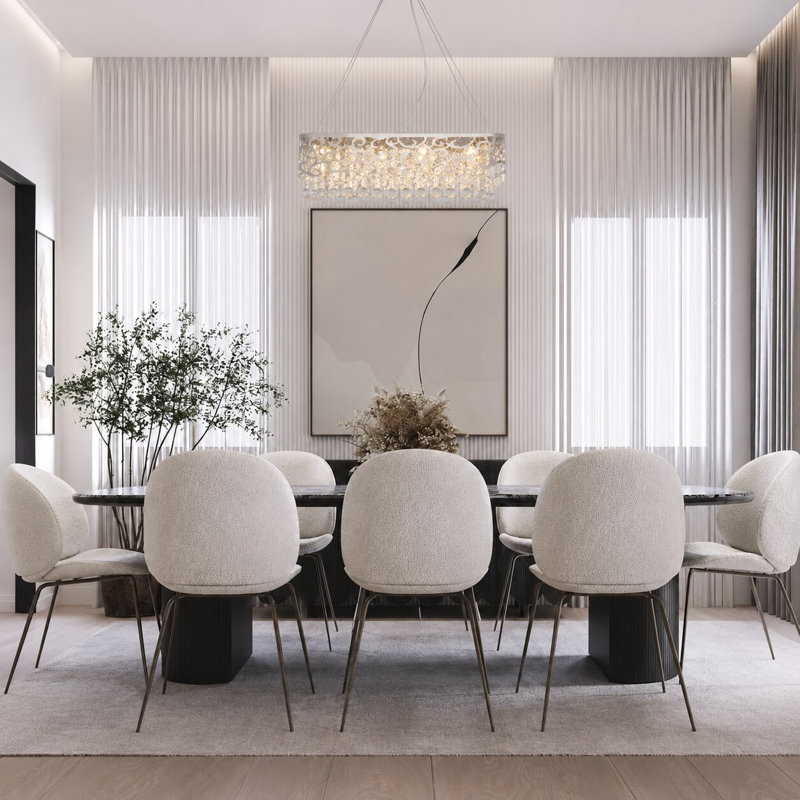 Modern 8 Light Rectangular Crystal Shade Pendant