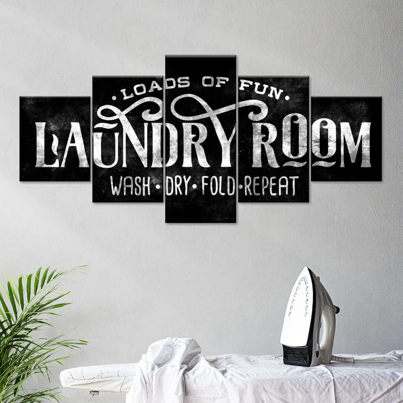 " Laundry Loads Of Fun " 5 - Pieces, 24" H x 55" W x 1.25" D