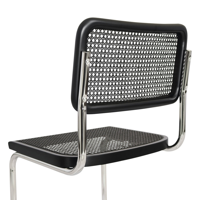 Marcel Breuer Cesca Cane Cantilever Dining Side Chair, Black/Chrome