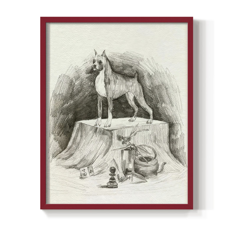A Gentleman IV, reproduction encadrée - bois massif, H 21 po x l 17 po, Rouge