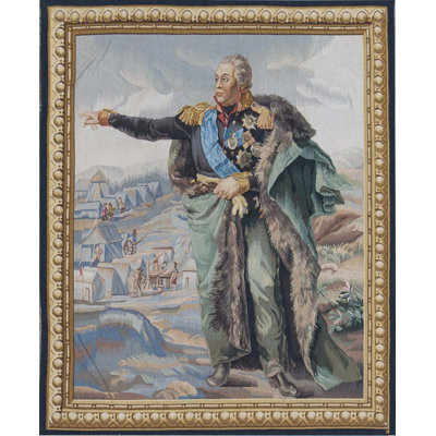 Tapis carré doré et bleu de haute qualité noué à la main