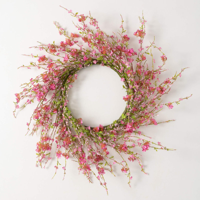 Mini couronne artificielle fleur rose 6,5, L 30 po x H 30 po x P 6,5 po