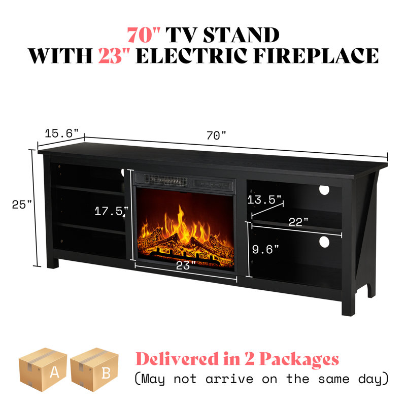 Aiert Unfinished with Fireplace Included, Black
