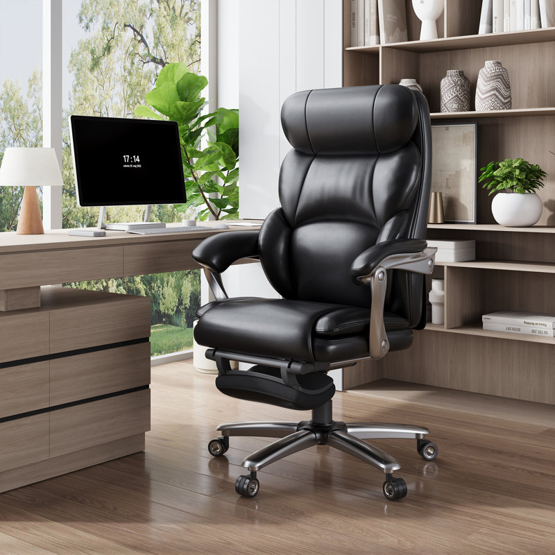 Fauteuil de direction ergonomique avec repose-pieds réglable Massage, soutien lombaire chauffant, Black