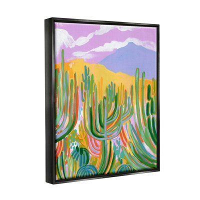 «Abstract Cactus Plants Desert Dunes», peinture sur toile à cadre flottant
