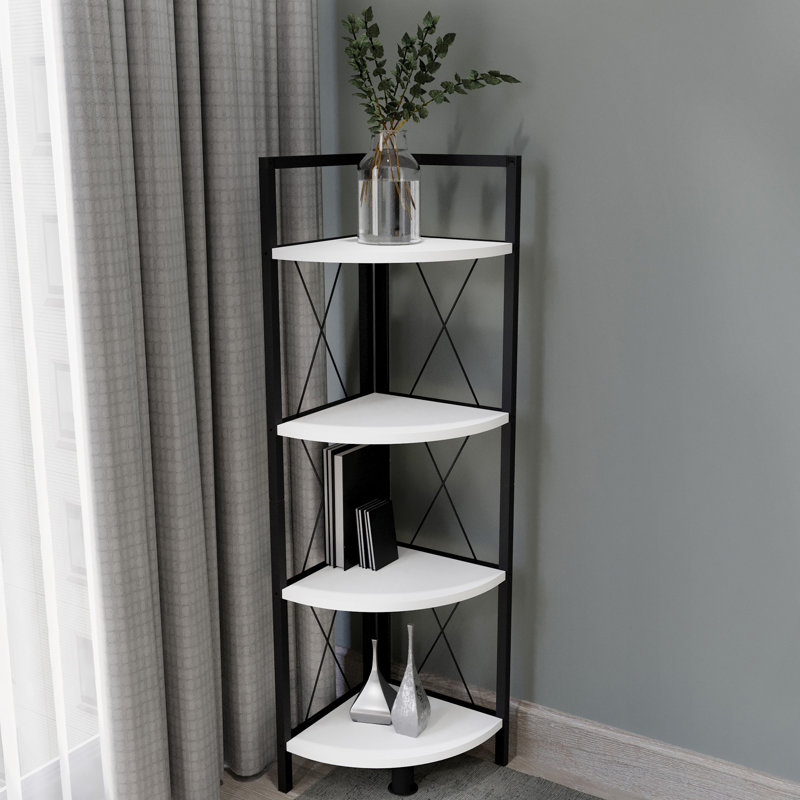 Addley Bookcase, White, (4 Shelves) 123cm H x 34cm W x 34cm D.