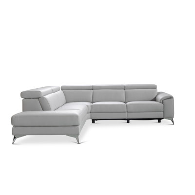 Orren Ellis Allison Leather Sectional, Comfortable Sleeping Sectional 