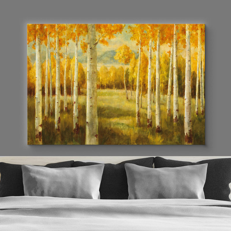 Automne automne «Vibrant Yellow Fall Autumn Forest Trees» sur, Toile tendue, H 24 po x l 36 po