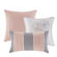 Édredon pour grand lit - coton gris / pêche, motif floral, 3 oreillers et jupe de lit-120945069-120945070