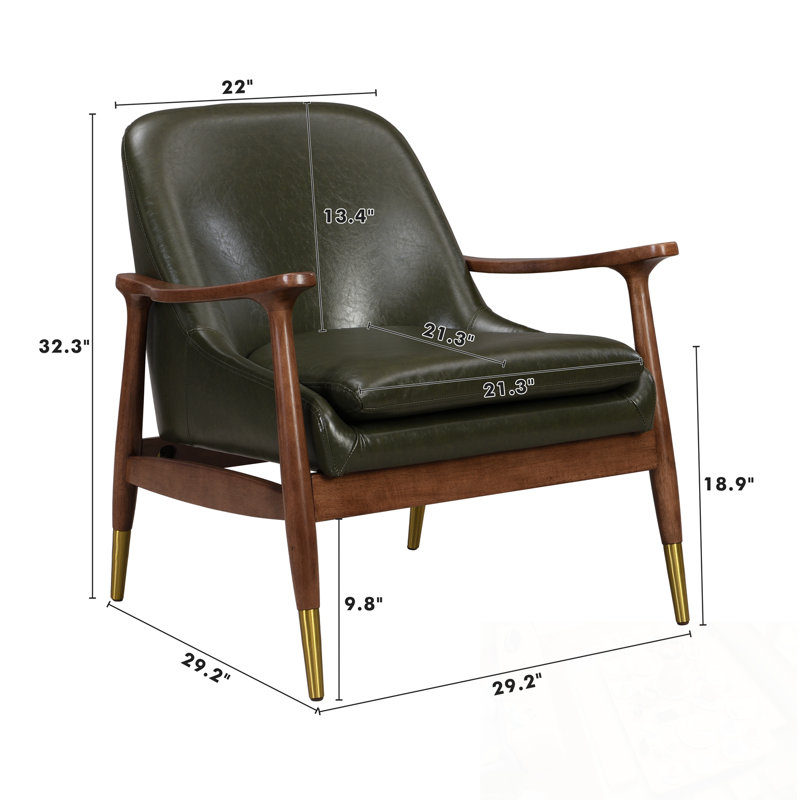 Chaise d'appoint en similicuir avec assise rembourrée, Vert