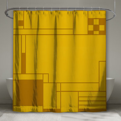 Yellow Geometric Blocks Shower Curtains Extra Long