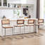Tabourets de bar cantilever Anandi 24,8 po en rotin canne de style moderne du milieu du siècle avec cadre en métal (ensemble de 4)-130899226