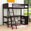 Lit mezzanine simple avec bureau, tablettes et garde-corps-1288996943