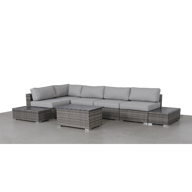Zadie Rattan Wicker Fully Assembled 4 - Person Seating Group with Cushions, Mixed Grey