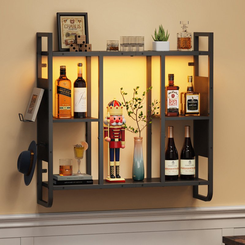 3-Tier LED Gaming Floating Shelves, 3-Tier Wall Mounted Shelf for Wall Storage, Pipe Shelves Hanging Display Rack, with 2 Controller Hooks, for Gaming Room Decor, Kitchen, Home Bar