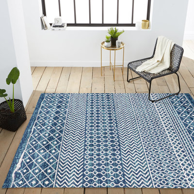 Bouvard Moroccan Vintage Geometric Navy/Cream Rug