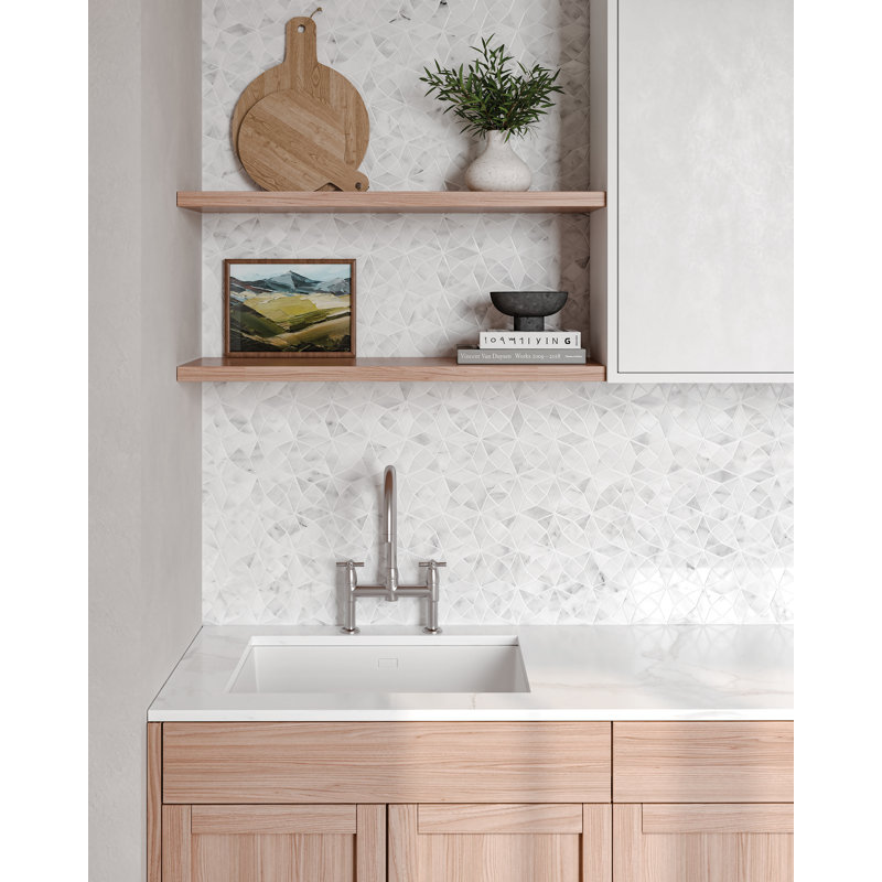 Monet Honed 10'' x 10'' Straight Edge Marble Mosaic Sheet Tile, White Carrara