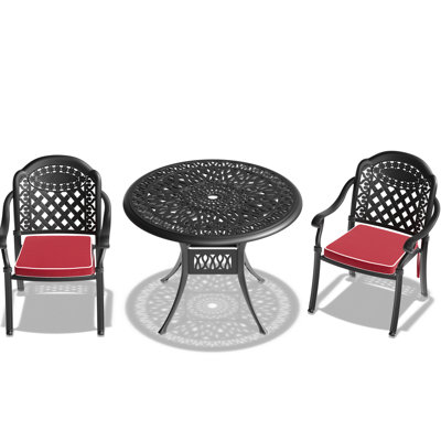 2 Cast Aluminum Patio With Construction And Water- Cushions 3 Outdoor Furniture In - Black, , Ergonomic For Seating Relaxation Experience