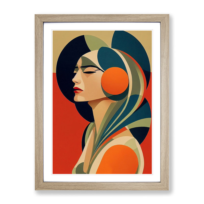 XV1022-2637X Magnificent Abstract Woman - Single Picture Frame Print, 64cm H x 46cm W x 2cm D, Oak