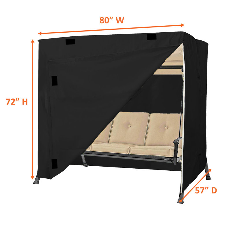 Outdoor Swing Seat Cover, Black, 182.9cm H x 203.2cm W x 144.8cm D