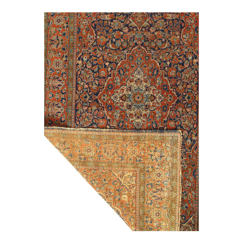 Tapis unique bleu marine en laine 4 pi x 6 pi 11 po Hennings
