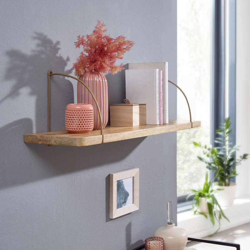 Satsuma Mango Solid Wood Floating Shelf, 25cm Hx 80cm W x 22cm D 