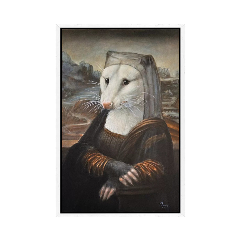 Mona Possum by Melinda Copper - Painting on Canvas, White Framed, 66.04cm H x 45.72cm W x 3.81cm D