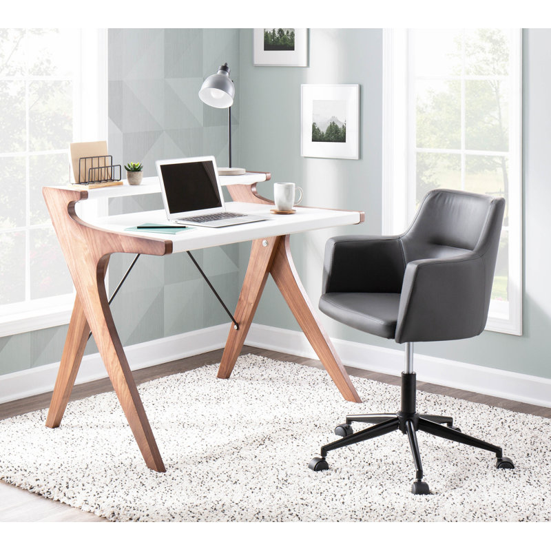 Gunning Wood Top Desk with Raised Hutch, White