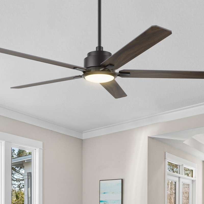 60'' Lisk 5 - Blade  Smart ceiling fan with light, Black