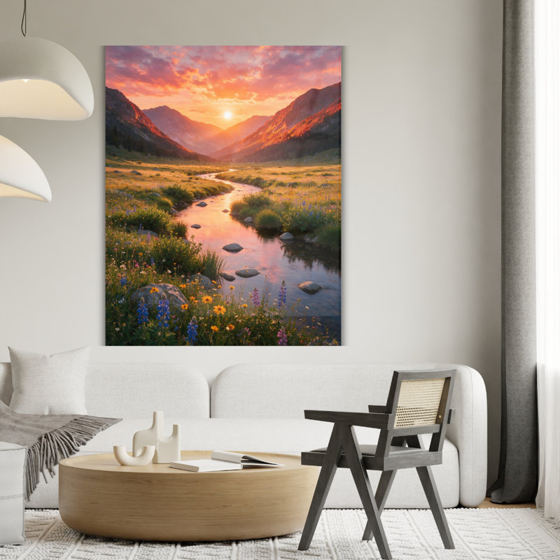Art mural en verre trempé Mountain Valley, H 40 po x l 30 po