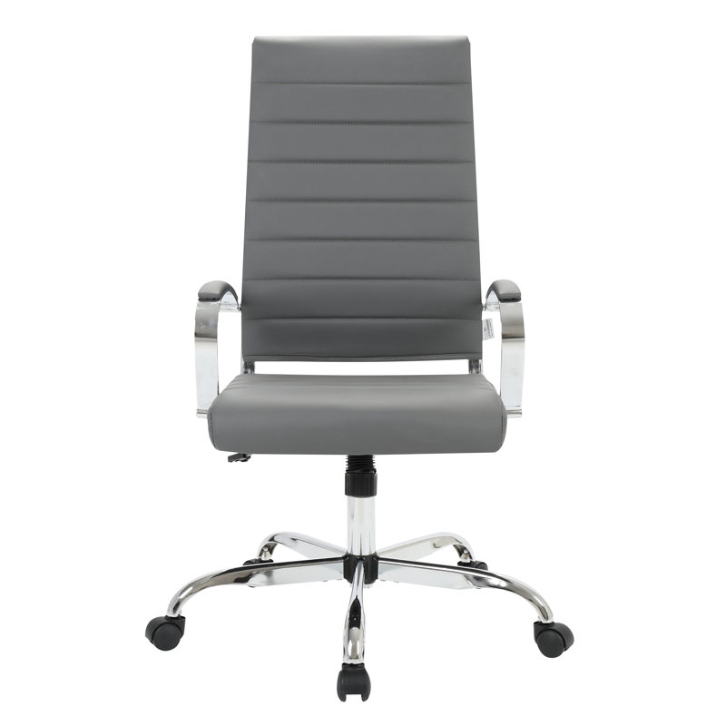 Fauteuil de direction en cuir Mulkey, Gris