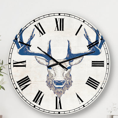 Horloge murale Deer Wild and Beautiful VII - Farmhouse