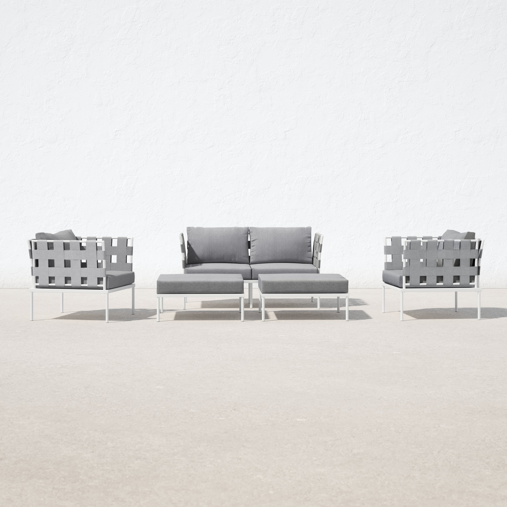 Modway Harmony 5 Piece Outdoor Patio Aluminum Sectional Sofa Set, Gray