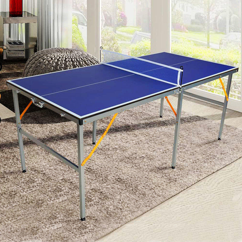 6FT Table Tennis Table Foldable & Portable Ping Pong Table Set, 2 Table Tennis Paddles & 3 Balls