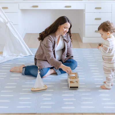 Little Landings Baby Play Mat For Floor - Shoreline (6x8ft) - EVA Foam Play Mat For Babies & Toddlers (Ages 0-5+) Non-Toxic Playmat For Tummy Time, Crawling & Playroom - Stylish & Comfortable