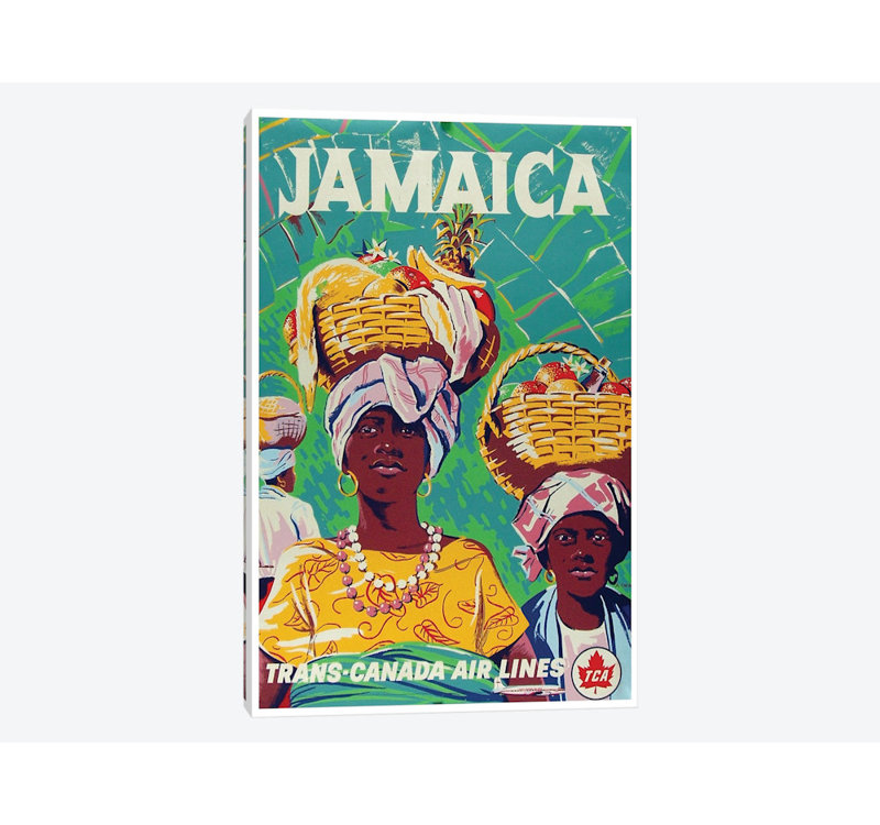 « jamaïque-trans-canada air lines », affiche rétro sur toile, 18" H x 12" L x 1,5" D
