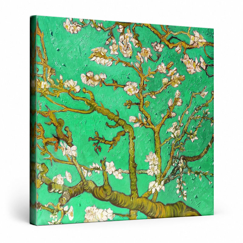 Fleurs d'amandier (1890) - art mural carré sur toile, 12" W x 12" H