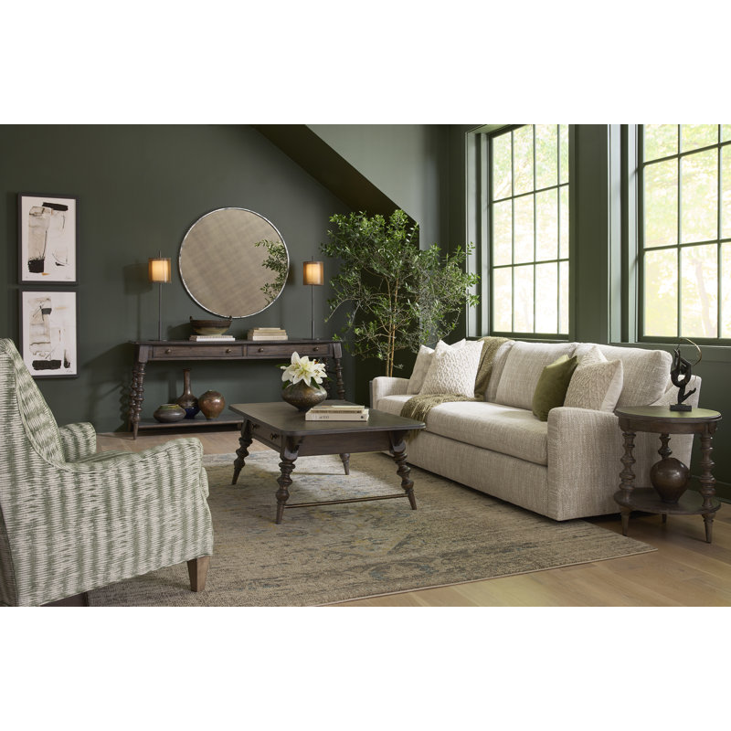 Brown Round Wood Traditional End Table with Storage