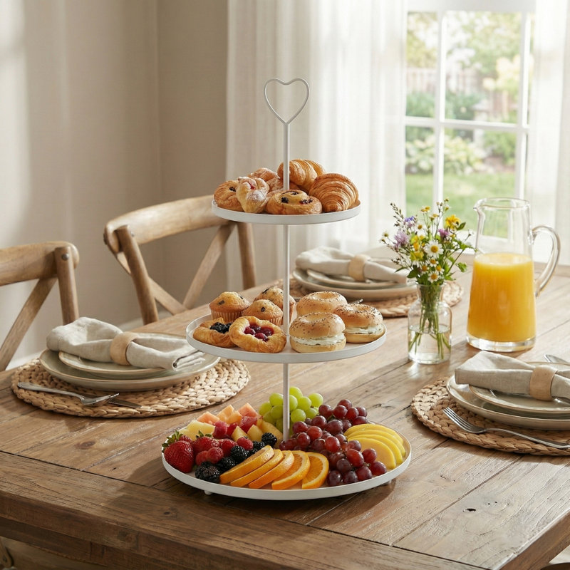3 Tier White Metal Cake Display Stand