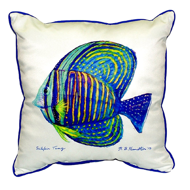 Coussin décoratif intérieur / extérieur Sailfin Tang, H 20 po x l 22 po, Blanc