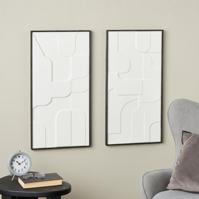 Cole And Grey Wood Geometric Home Wall Decor With Black Frame