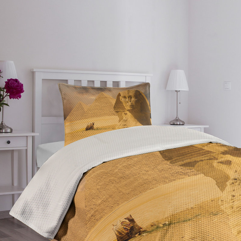 Amber Sand Brown King Microfiber Coverlet Set