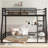 Metal Bunk Bed, Twin over Full Floor Bunk Bed Frame,Heavy-Duty Bunk Bed for Kids, Teens, Adults, Noise-reduced Design, Black-875496517