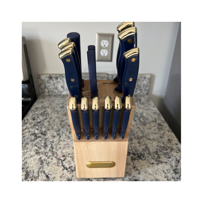Farberware 15-Piece Triple Riveted Knife Block Set - White