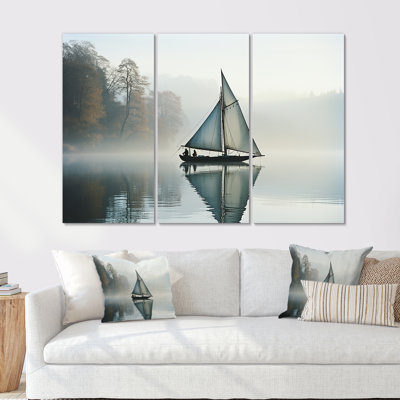 «Sailing Charm In The Morning Mist I», ensemble d'art mural sur toile