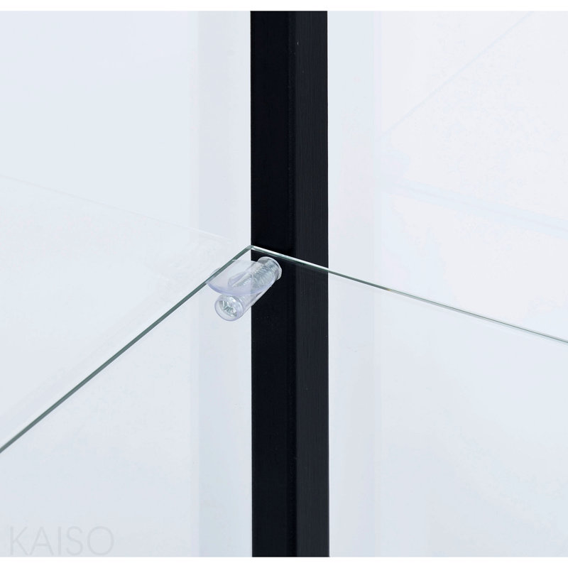 Vitrine noire à 4 tablettes, 64.25" H x 23.75" W x 14.5" D