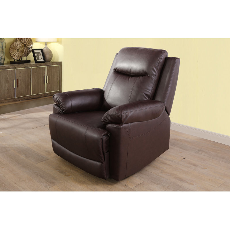 Faux Leather Recliner, Brown Faux Leather