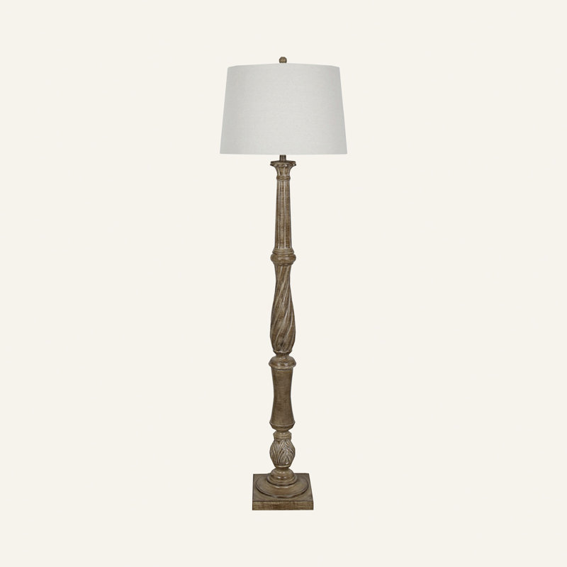Lampe sur pied traditionnelle 62 po Airra, Antique vieilli, Lin avoine
